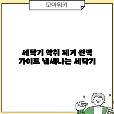 세탁기 악취 제거 완벽 가이드: 냄새나는 세탁기